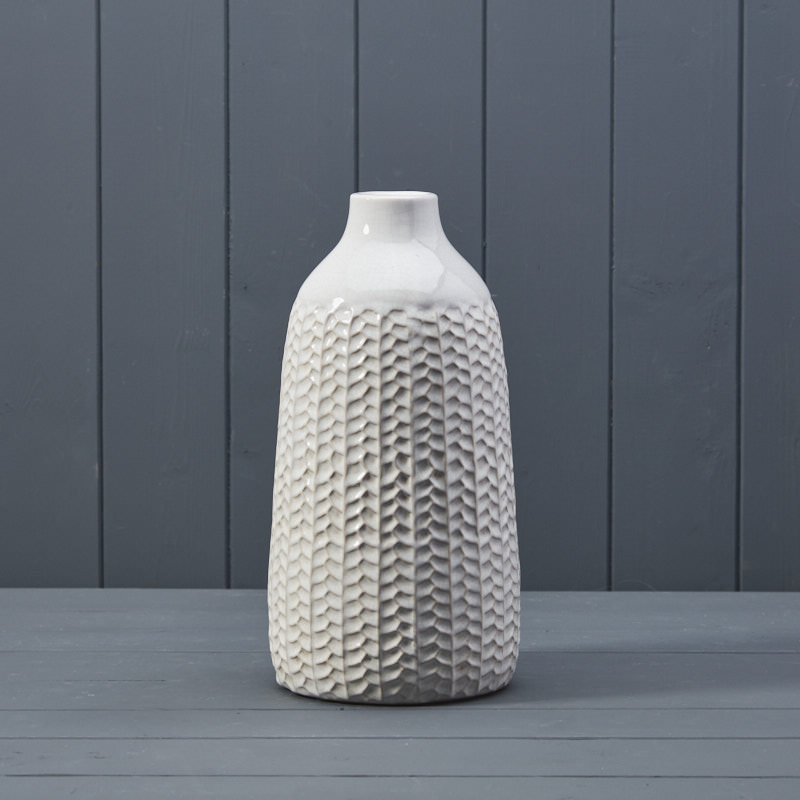 Patterned White Ceramic Vase detail page